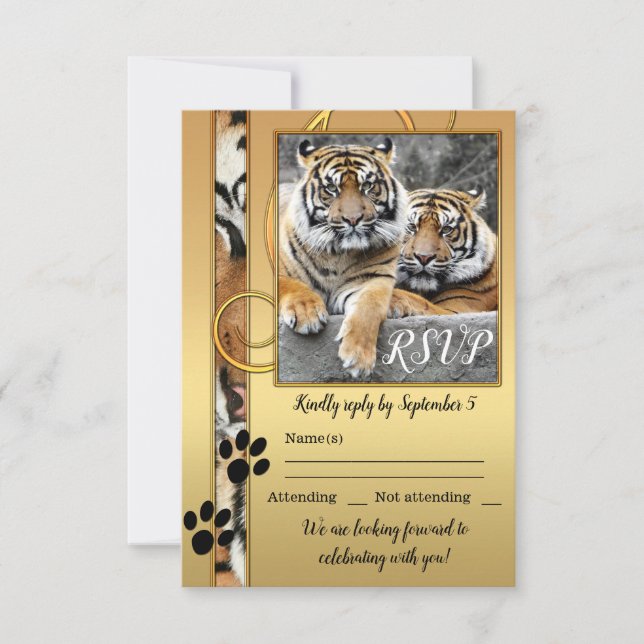Tarjeta RSVP de la boda del zoológico de Safari de (Anverso)