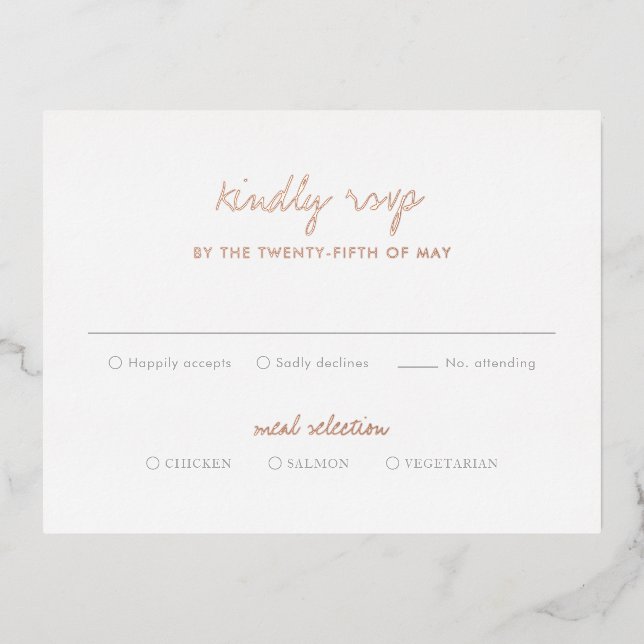 Tarjeta RSVP de la boda elegante botánica limpia (Anverso)