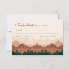 Tarjeta RSVP de la boda forestal de la montaña de 