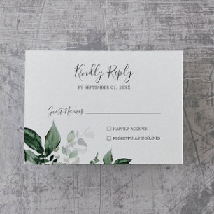 Tarjeta RSVP de la boda horizontal de la vegetació