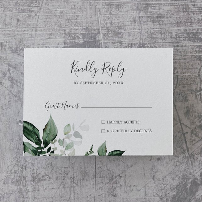 Tarjeta RSVP de la boda horizontal de la vegetació (Subido por el creador)