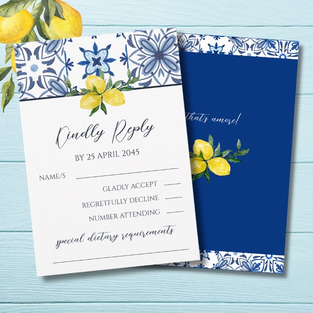 Tarjeta RSVP de la boda italiana con limón mediter (Subido por el creador)