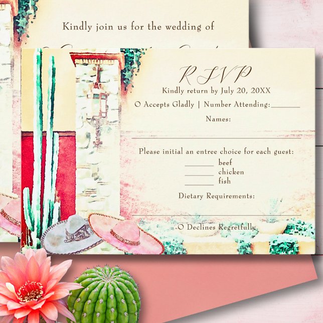 Tarjeta RSVP de la Boda mexicana Cactus Garden Hac (Subido por el creador)