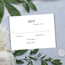 Tarjeta RSVP de la boda Minimalista moderna en bla