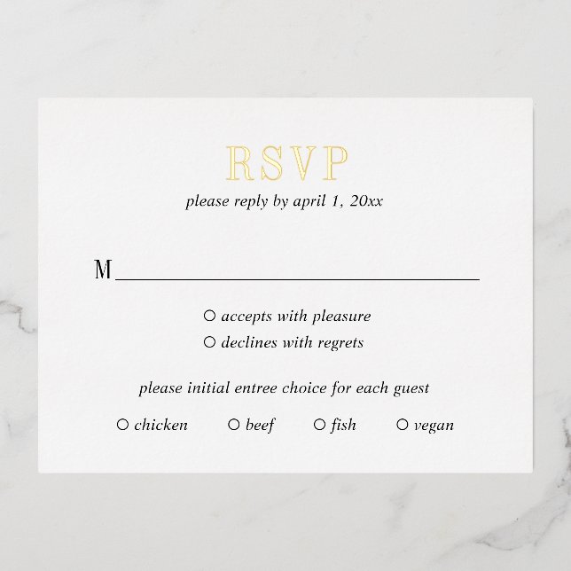 Tarjeta RSVP de la boda moderna de Jocelyn (Anverso)