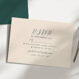 Tarjeta RSVP de la boda moderna verde esmeralda
