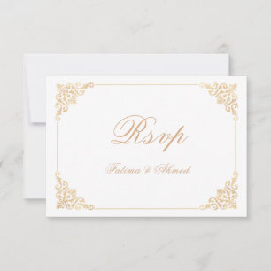 Tarjeta RSVP de la Boda Musulmana Islámica de Oro