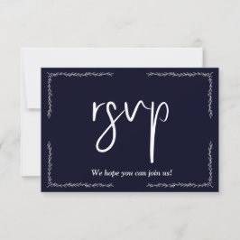 Tarjeta RSVP de la boda negra azul oscura