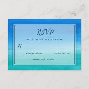 Tarjeta RSVP de la boda Ocean Blue Green Beach