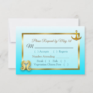 Tarjeta RSVP de la boda oceánica azul Aqua