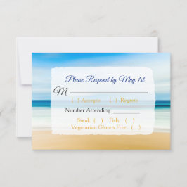 Tarjeta RSVP de la boda profunda en el océano azul