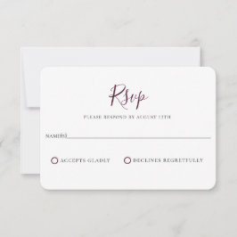 Tarjeta RSVP de la boda púrpura de Pluma minimalis