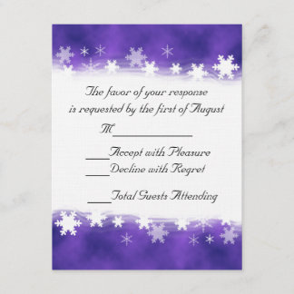 Tarjeta RSVP de la boda púrpura y blanca
