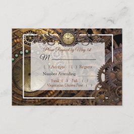 Tarjeta RSVP de la boda renacentista Steampunk