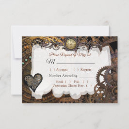 Tarjeta RSVP de la boda renacentista Steampunk