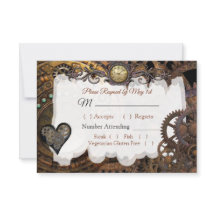 Tarjeta RSVP de la boda renacentista Steampunk