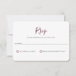 Tarjeta RSVP de la Boda Roja minimalista de Borgoñ