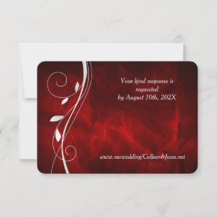 Tarjeta RSVP de la Boda Roja Profunda de la Hoja d