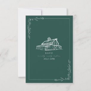 Tarjeta RSVP de la boda verde de esmeralda en un g