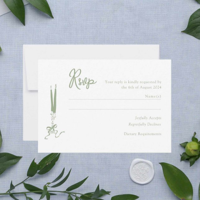 Tarjeta RSVP de la boda verde de sabios moderna (Subido por el creador)