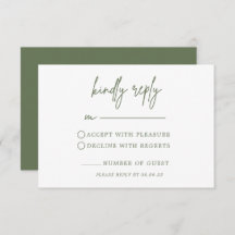 Tarjeta RSVP de la boda verde forestal