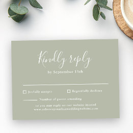 Tarjeta RSVP de la boda verde mínima del guión