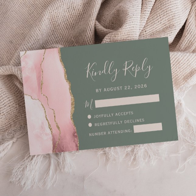 Tarjeta RSVP de la boda verde Sage de la agencia d (Subido por el creador)