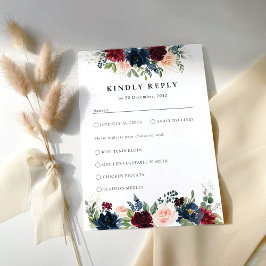 Tarjeta RSVP de la ceremonia de Boda de Borgoña y 