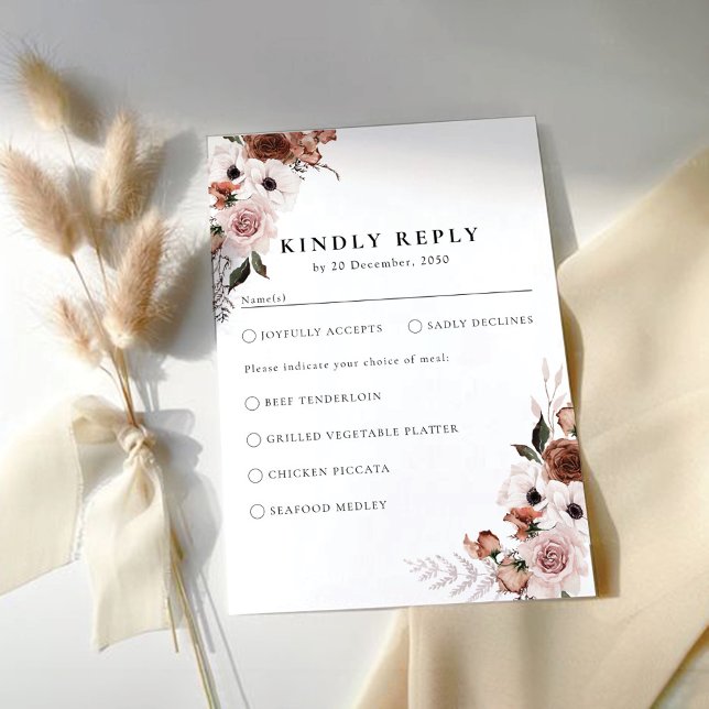 Tarjeta RSVP de la ceremonia de Boda de la flor de (Subido por el creador)