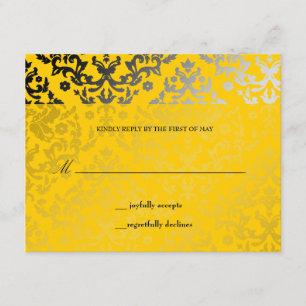 Tarjeta RSVP de la Chaqueta Amarilla Damask de 311