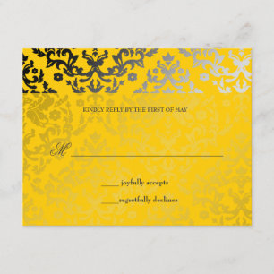 Tarjeta RSVP de la Chaqueta Amarilla Damask de 311