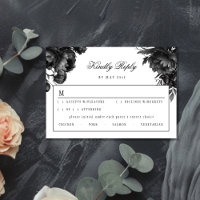 Tarjeta RSVP de la clásica boda blanca gótica