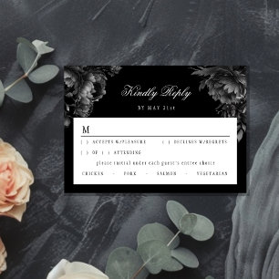 Tarjeta RSVP de la clásica boda gótica negra