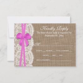 Tarjeta RSVP de la colección de Bodas de Bow Rosad