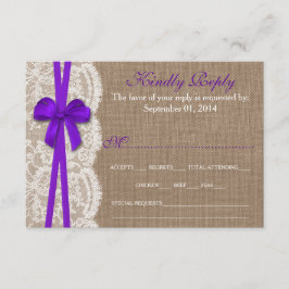 Tarjeta RSVP de la colección de Bodas Rustic Purpl