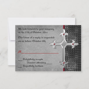Tarjeta RSVP de la Cruz Celular Medieval de Ruby