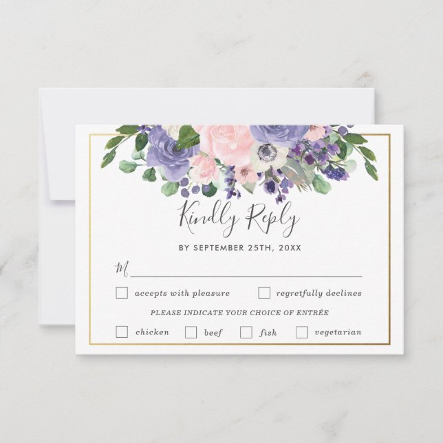 Tarjeta RSVP de la elección de la comida del Boda  (Anverso)