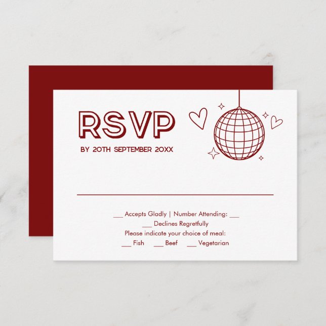 Tarjeta RSVP de la elección de la comida del Boda  (Anverso / Reverso)