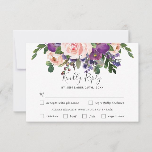 Tarjeta RSVP de la elección de la comida del Boda  (Anverso)