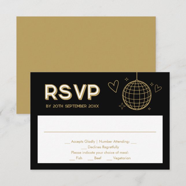 Tarjeta RSVP de la elección de la comida del Boda  (Anverso / Reverso)