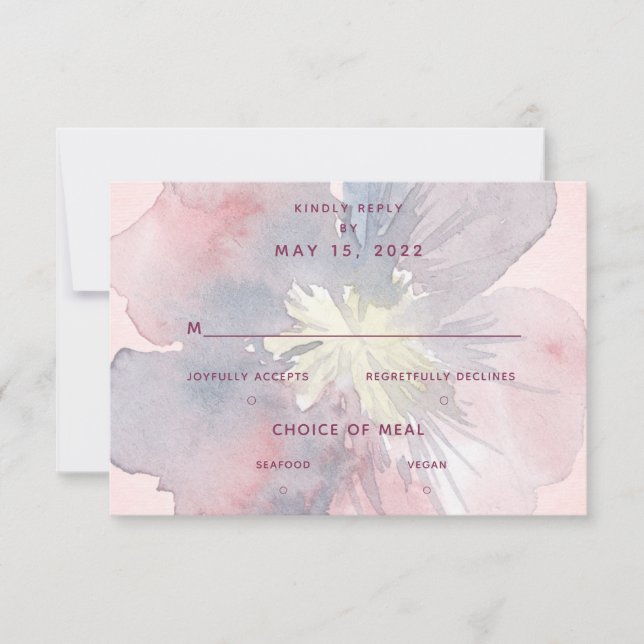 Tarjeta RSVP de la elección de la comida del Boda  (Anverso)