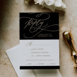 Tarjeta RSVP de la elección de menú Romántico Oro<br><div class="desc">Esta romántica carta de oro y negro es perfecta para un boda sencillo. El moderno diseño clásico presenta vistosos remolinos y florituras con una preciosa y elegante tipografía de Relieve metalizado de oro con chaflán a mano con letras falsas y oro. Esta tarjeta de respuesta boda le pregunta a los...</div>