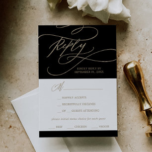 Tarjeta RSVP de la elección de menú Romántico Oro 