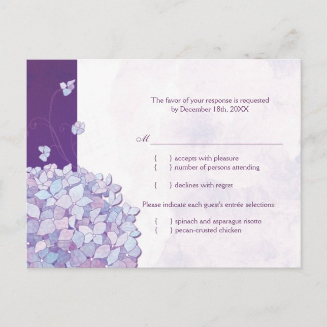 Tarjeta RSVP de la elección del Boda de Hidrangea  (Anverso)