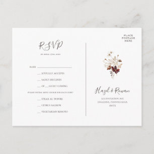 Tarjeta RSVP de la elección del menú de flor silve