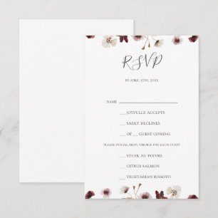 Tarjeta RSVP de la elección del menú de flor silve