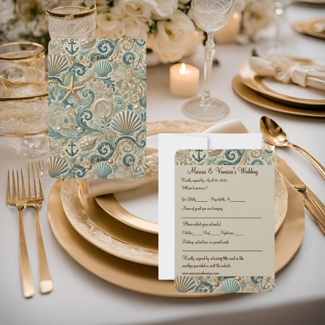 Tarjeta RSVP de la Elegancia de la Costa de la Per (Subido por el creador)