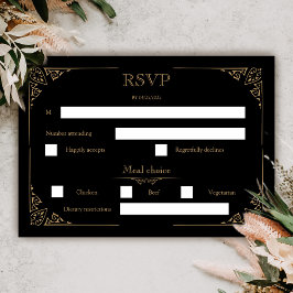 Tarjeta RSVP de la elegante boda gótica victoriana