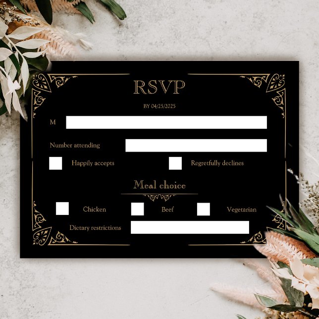 Tarjeta RSVP de la elegante boda gótica victoriana (Victorian Moth Tattoo Gothic Wedding RSVP Card)
