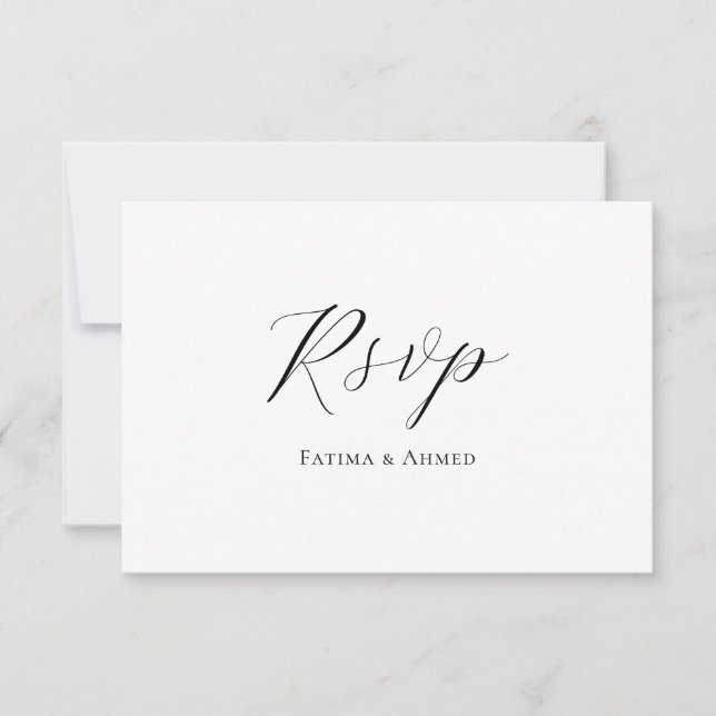 Tarjeta RSVP de la elegante boda musulmana Minimal (Anverso)